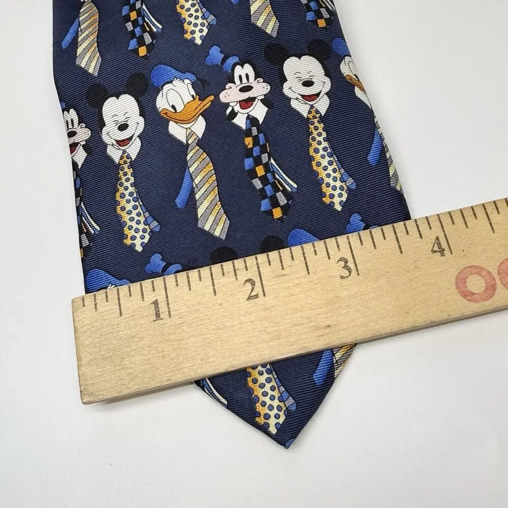Walt Disney World Mickey Donald Goofy Wearing Ties 100% Silk Neck Tie